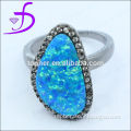 wholesale 925 silver back open ring inlay CZ ring black opal